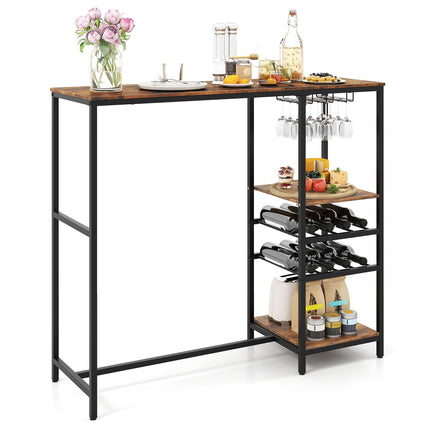 Dreamade 48" Bar Table with Storage Shelves for Kitchen Living Room Dinette