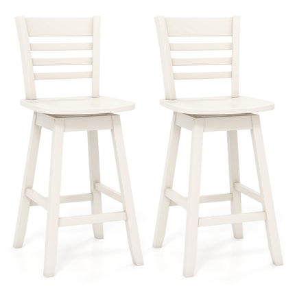 Dreamade Wood Bar Stools, Swivel Counter Height Bar Stools with Slatted Hollow Back & Ergonomic Contoured Seat