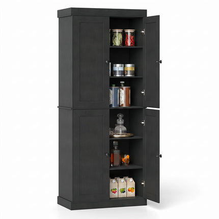 Dreamade 72.5'' Kitchen Pantry Cabinet w/4 Doors & 2 Adjustable Shelves