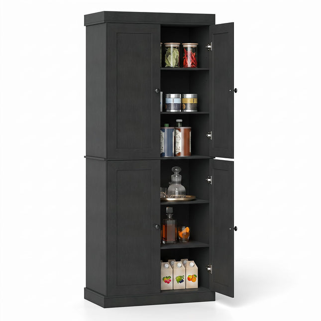 Dreamade 72.5'' Kitchen Pantry Cabinet w/4 Doors & 2 Adjustable Shelves