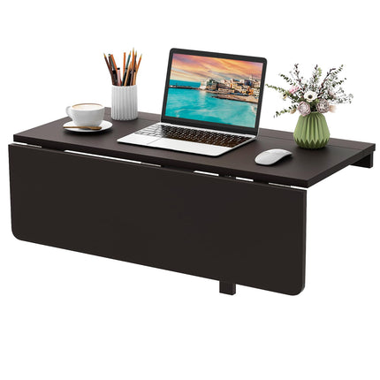 Dreamade Wall Mounted Folding Table, 31.5" x 23.5" Wood Murphy Desk Drop-Leaf Table