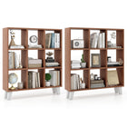 Dreamade 9-Cube Open Bookcase, 3-Tier Freestanding Bookshelf with 4 Slanted Legs & 6 Removable Shelves