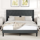 Dreamade Queen Size Upholstered Bed Frame Linen Fabric Platform Bed with Button Tufted Wingback Headboard