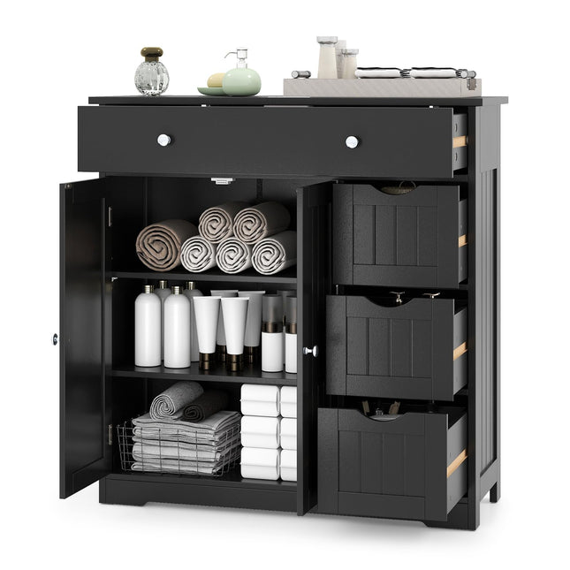 Dreamade Bathroom Storage Cabinet with 4 Drawers and 2 Doors