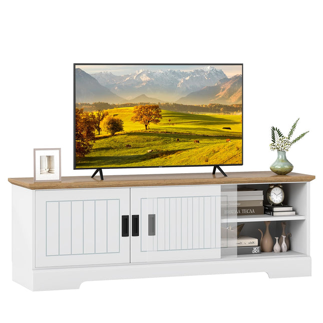 Dreamade Farmhouse TV Stand for TVs up to 65" Entertainment Center with Storage Cabinets