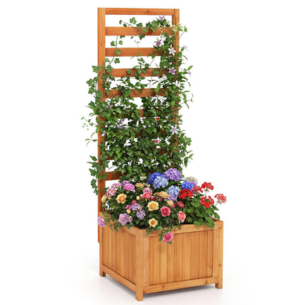 Dreamade Wood Raised Garden Bed with Trellis