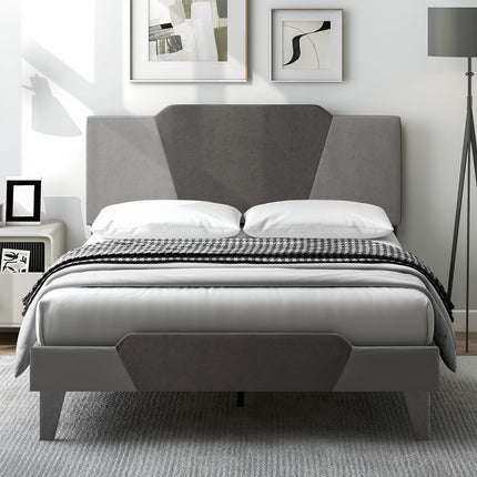 Dreamade Queen/Full/Twin Size Velvet Upholstered Bed Frame with Headboard