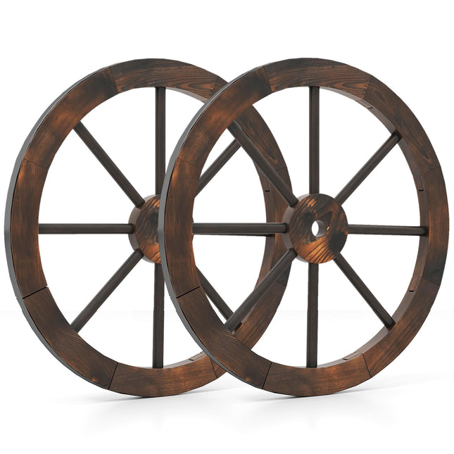 Dreamade 24-Inch Wagon Wheels 2/4 Pieces Carbonized Solid Fir Wood