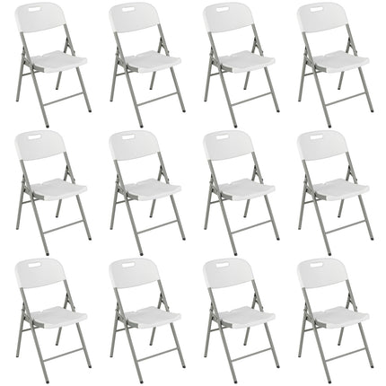 Dreamade 4/8/12-Pack Plastic Folding Chairs, HDPE Waiting Room Chairs w/Metal Frame