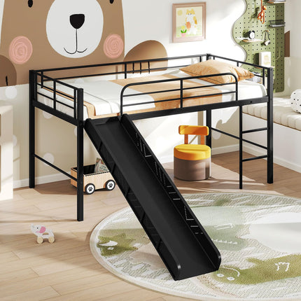 Dreamade Low Loft Bed with Slide
