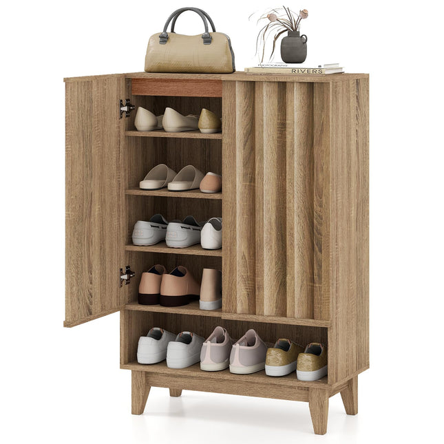 Dreamade Wooden Shoe Cabinet with 2 Fluted Doors