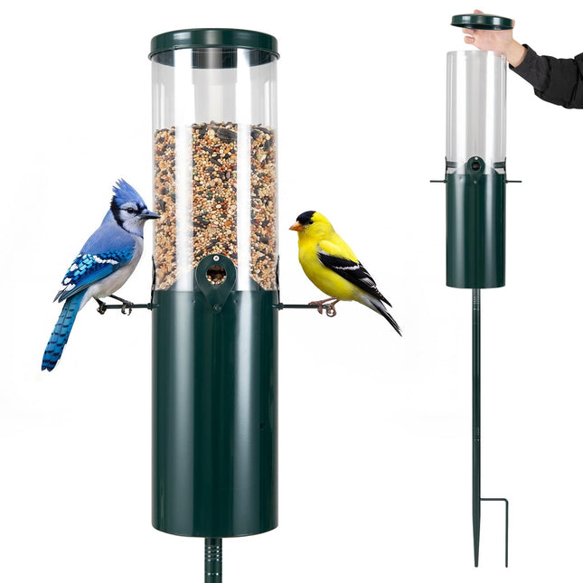 Dreamade 10 LBS Large Capacity Squirrel Proof Bird Feeder with Pole Mount and Baffle