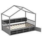 Dreamade Twin Size House Bed with Storage, Wooden Montessori House Bed with 14 Storage Cubes