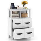 Dreamade Storage Cabinet with Large Drawers, Open Storage Compartments, Anti-Tipping Kit, White