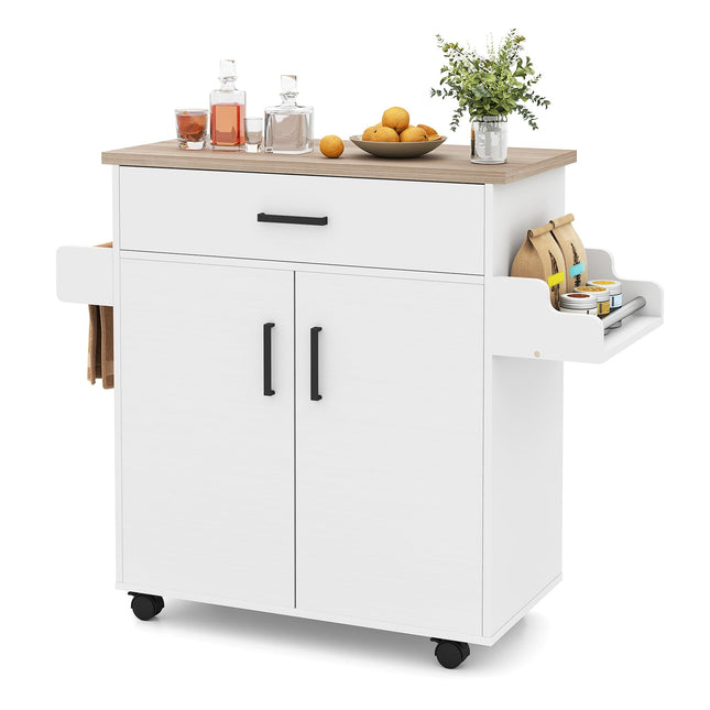 Dreamade Kitchen Island with Storage 41.5" W Rolling Island Table