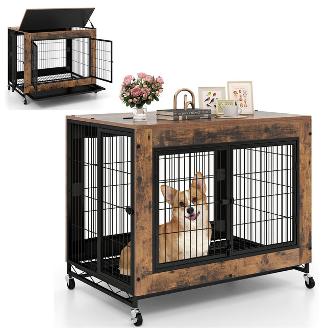 Dreamade Dog Crate Furniture with Wheels