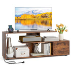 Dreamade TV Stand with Power Outlet for TVs up to 55 Inch, Entertainment Center with Storage Cabinet & Open Shelves