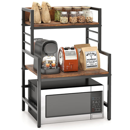 Dreamade 3-Tier Microwave Stand, Space-Saving Microwave Oven Rack with 2 Open Shelves & Heavy-Duty Metal Frame