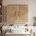 Dreamade Wall Mounted Wooden Medicine Cabinet with 2 Slatted Doors