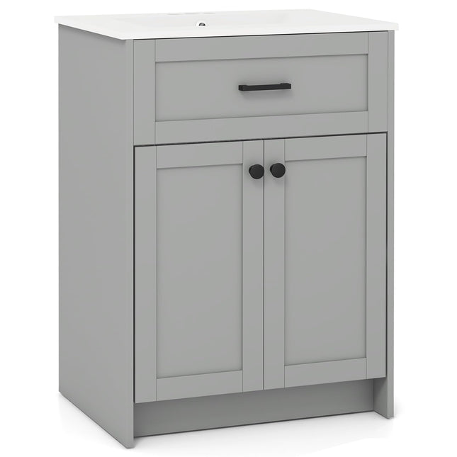 Dreamade 24” Undermount Bathroom Cabinet with Ceramic Basin
