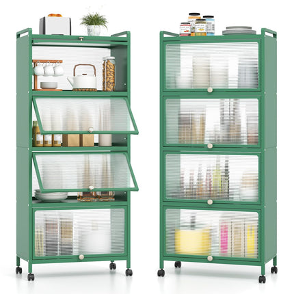 Dreamade 5-Tier Kitchen Storage Cabinet, Mobile Microwave Stand with Flip-up PC Doors