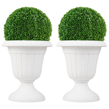 Dreamade 18" Tall Urn Plastic Flower Pots with Pedestal Base & Pre-Marked Drain Hole