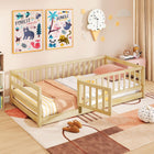 Dreamade Twin Floor Bed with High Fence & Door