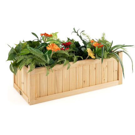 Dreamade 15” Planter Raised Garden Bed - Wooden Planting Box, Outdoor Folding Square Planter