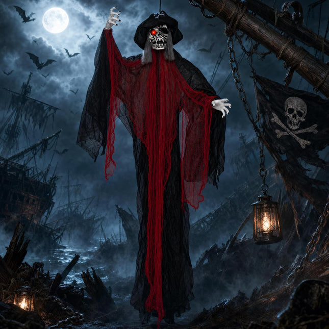 DREAMADE 9.4 ft Halloween Hanging Pirate Sound Activated Prop