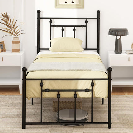 Dreamade Twin Bed Frames with Headboard and Footboard, Victorian Style Twin Platform Bed