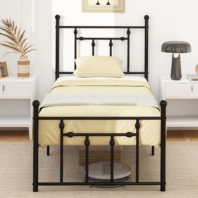 Dreamade Twin Bed Frames with Headboard and Footboard, Victorian Style Twin Platform Bed