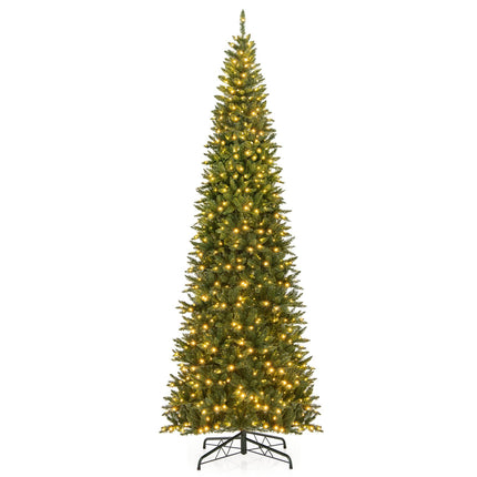Dreamade 12ft Pre-Lit Artificial Christmas Tree with 360° Quick Power Connector
