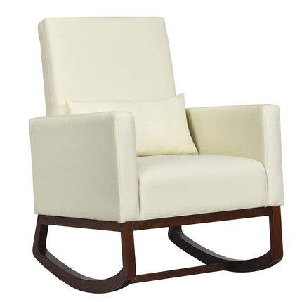 Dreamade Upholstered Rocking Chair, Modern High Back Armchair