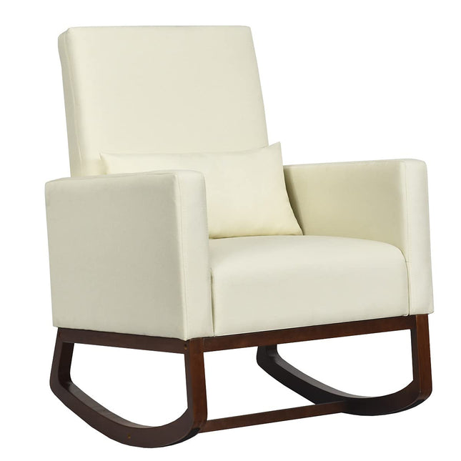 Dreamade Upholstered Rocking Chair, Modern High Back Armchair