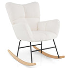 Dreamade Rocking Chair Nursery, Teddy Upholstered Glider Rocker Chair w/High Backrest