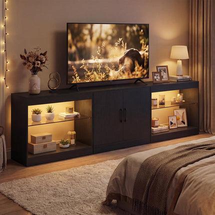 Dreamade LED TV Stand for 85 Inch TV | Modern Entertainment Center with Power Outlets