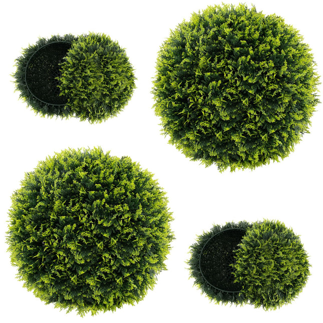 Dreamade 2 PCS 22 Inch Artificial Cedar Topiary Ball, Round Faux Cypress Balls Outdoor, Fake Plant Sphere