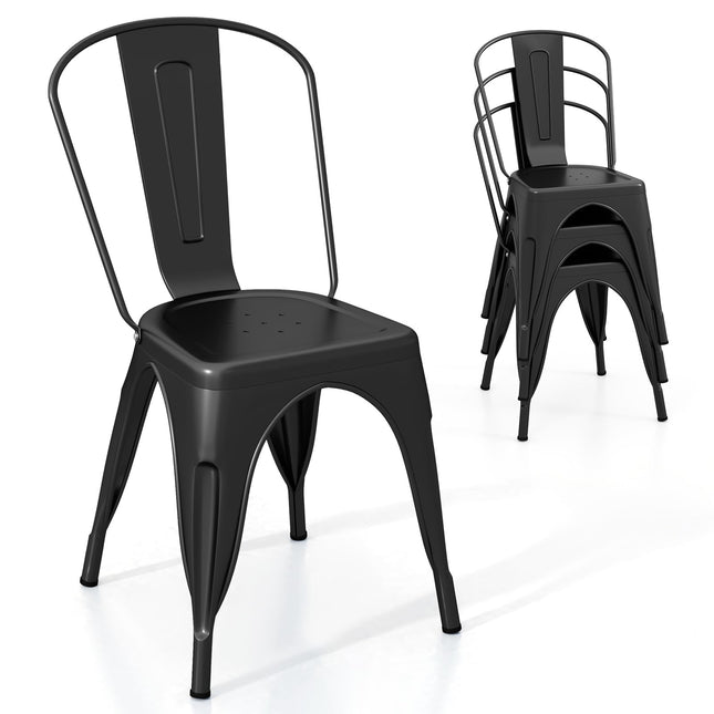 Dreamade Metal Dining Chairs Set of 4, Farmhouse Kitchen Chairs with Removable Backrest