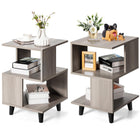 Dreamade 3-Tier Geometric Bookshelf Set of 2 with Open Storage Shelves