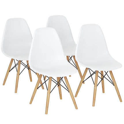 Dreamade Dining DSW Chairs with Linen Cushion, Modern Mid Century Shell Chairs w/ Wood Legs