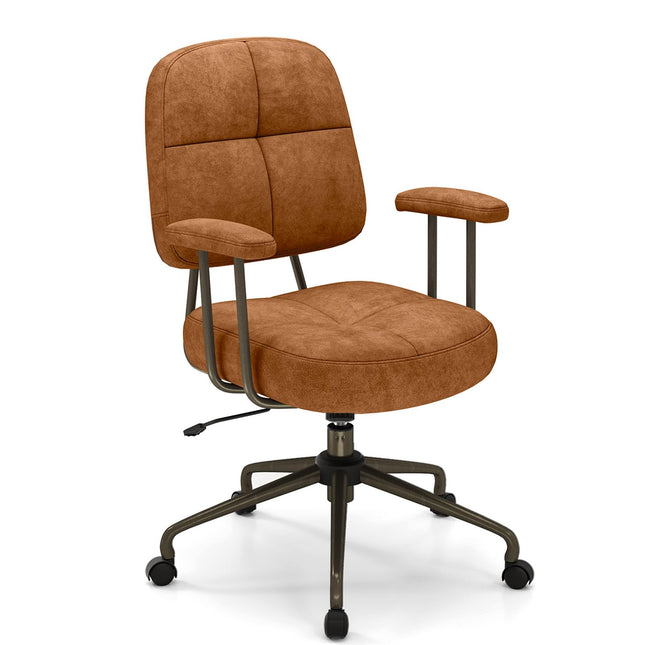 Dreamade Mid Century Modren Office Chair, Fuax Leather Desk Chair w/Armrest & Mid Back