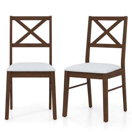 Dreamade Wooden Dining Chairs Set of 2/4, Upholstered Kitchen Chairs w/Cross Back & Padded Seat