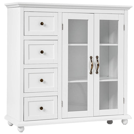 Dreamade Buffet Sideboard with Storage - Kitchen Pantry Cabinet with 2 Doors, 4 Drawers, Adjustable Shelf