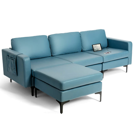 Dreamade 94.5" L Convertible Sofa Couch, 3 Seat Sectional Sleeper with USB Ports & Socket