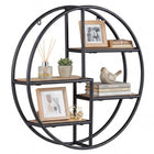Dreamade Industrial Style Round Wall Shelves for Living Room