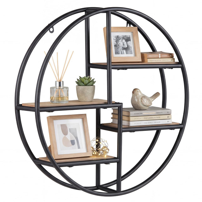 Dreamade Industrial Style Round Wall Shelves for Living Room