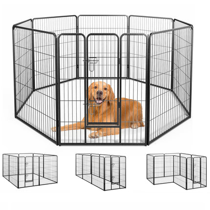 Dreamade Dog Playpen Outdoor 40" H - 8/16 Panels Metal Pet Fence for Large Dogs, Heavy Duty Dog Pen Exercise Fence with Door