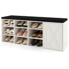 Dreamade Shoe Bench, 3 Tier 9 Cubes Storage Bench with Adjustable Shelves (Rustic Brown)