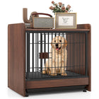 Dreamade Dog Crate End Table - Wooden Dog Kennel Furniture with Removable Pull-Out Tray