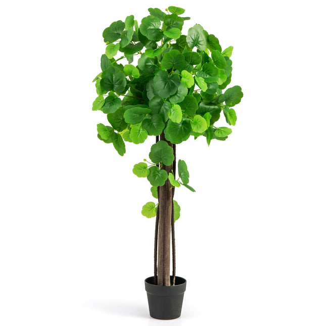 Dreamade 44’’ Artificial Crabapple Tree, Tall Fake Plant in Pot with Real Wood Trunk